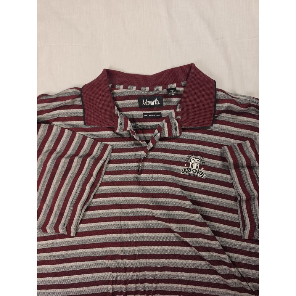 Olympia Fields U.S. Open Polo Shirt Mens XL Red Gray Striped Golf Ashworth 2003
